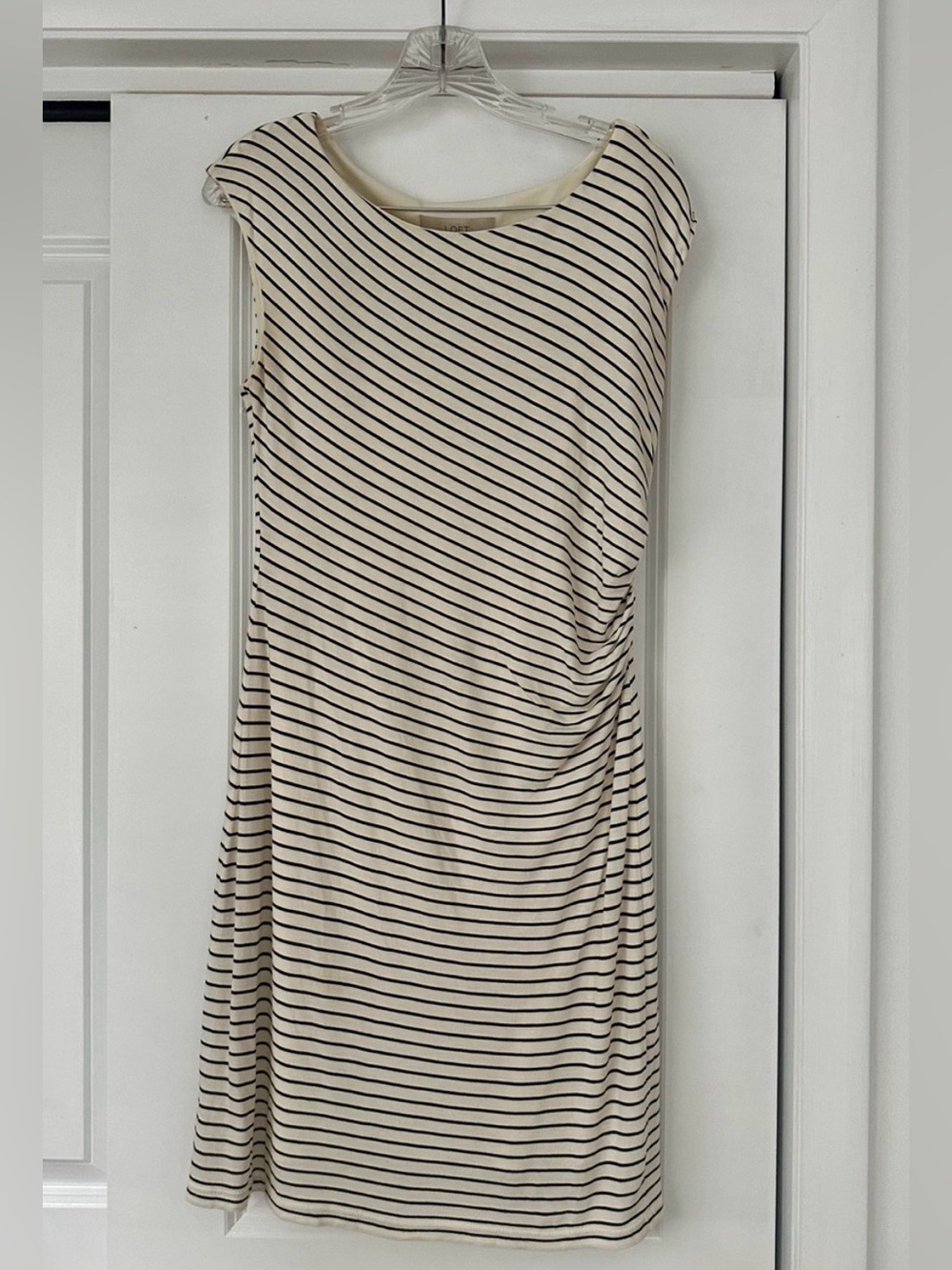 LOFT Shift Dress (Ivory with Black Stripes)
